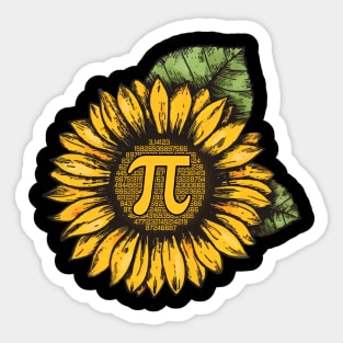 Pi Day Mathematic Symbol With Sunflower Costume Gift Sticker